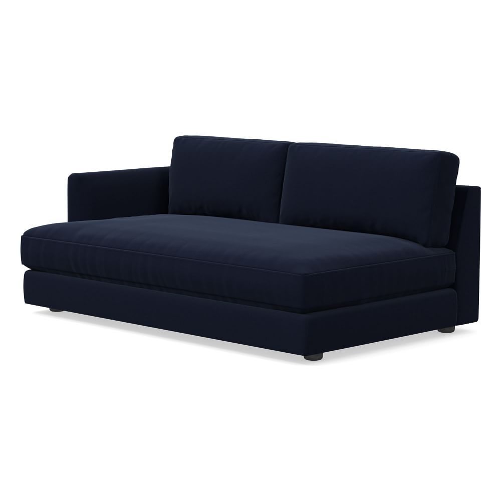 Haven Left Arm 2.5 Seater Sofa Bench, Trillium, Distressed Velvet, Ink Blue, Concealed Supports - Image 0