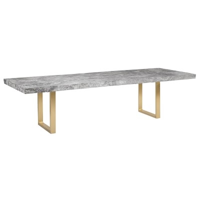 Wilton Live Edge Dining Table, 120, Wood, Grey, Antique Brass - Image 0