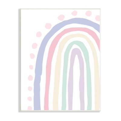 Children's Soft Pastel Rainbow Pink Polka Dots Giclee Texturized Art By Elizabeth Medley - Image 0