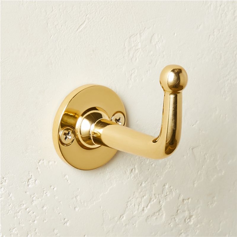 Boule-Inspired Polished Brass Wall Mount Hook - Image 1