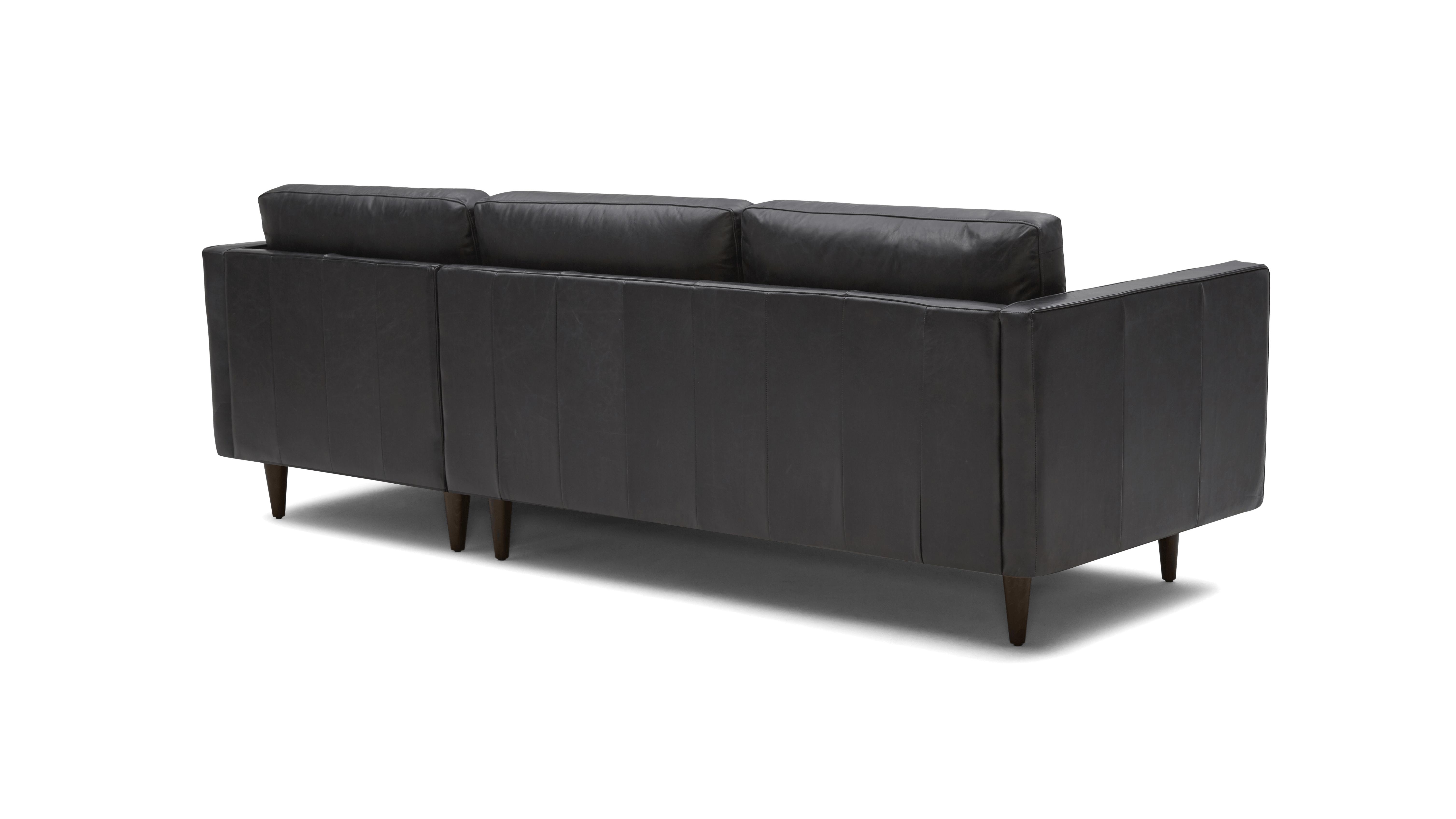 Black Briar Mid Century Modern Leather Sofa - Santiago Steel - Mocha - Image 3