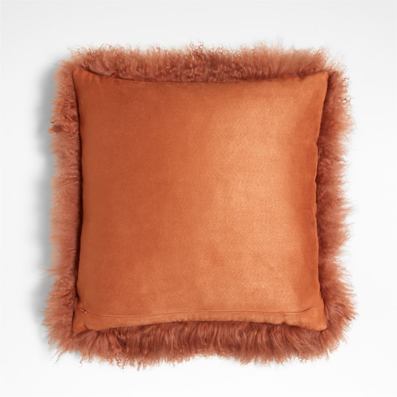 Spiced Orange Mongolian Sheepskin 20"x20" Throw Pillow with Down-Alternative Insert - Image 7