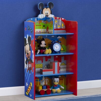 Disney Mickey Mouse Wooden Playhouse 4-Shelf Bookcase For Kids By Delta Children - Image 0
