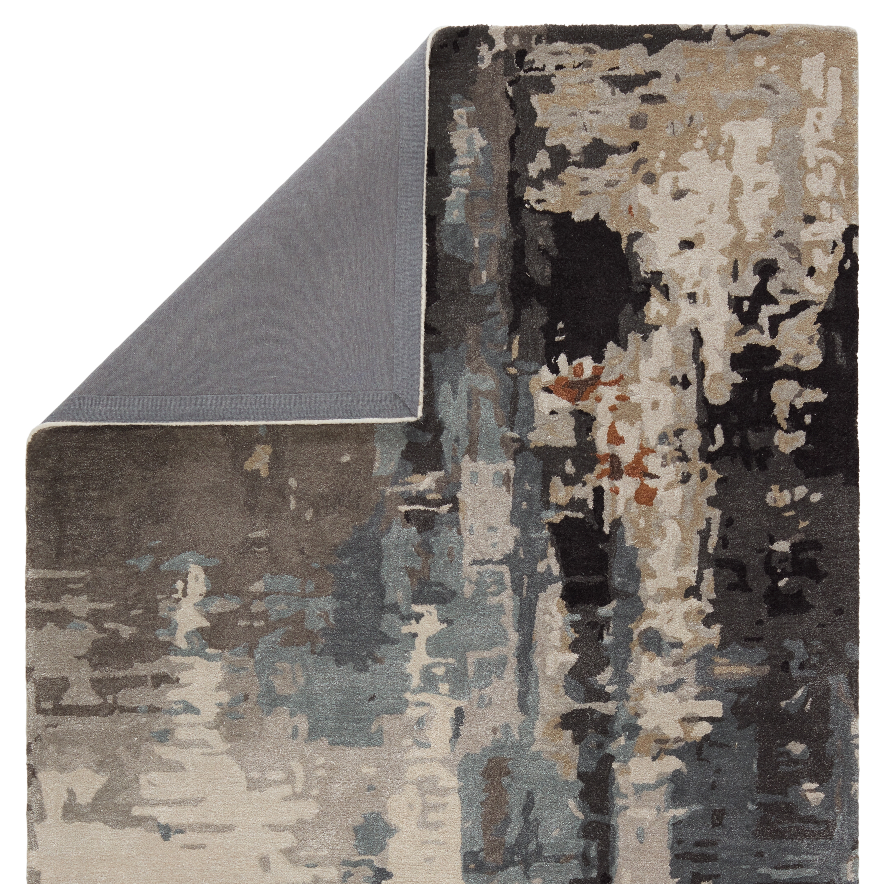 Matcha Handmade Abstract Gray/ Black Area Rug (5'X8') - Image 2