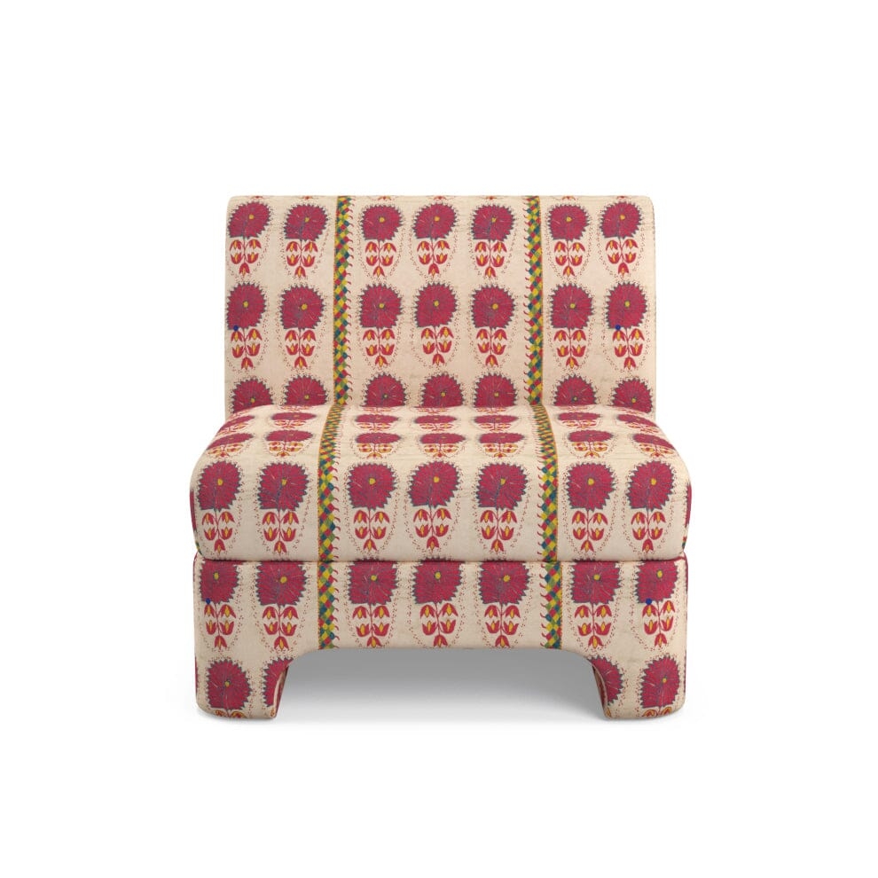 Fuchsia Daisy Suzani Sienna Slipper Chair by St. Frank | Pink | 30"W x 30"D x 30"H Seat - Image 0