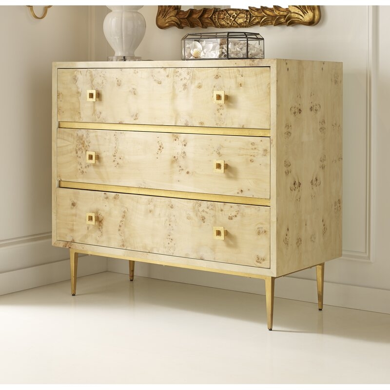 Worlds Away 3 Drawer Accent Chest Color: Burl Wood - Image 0