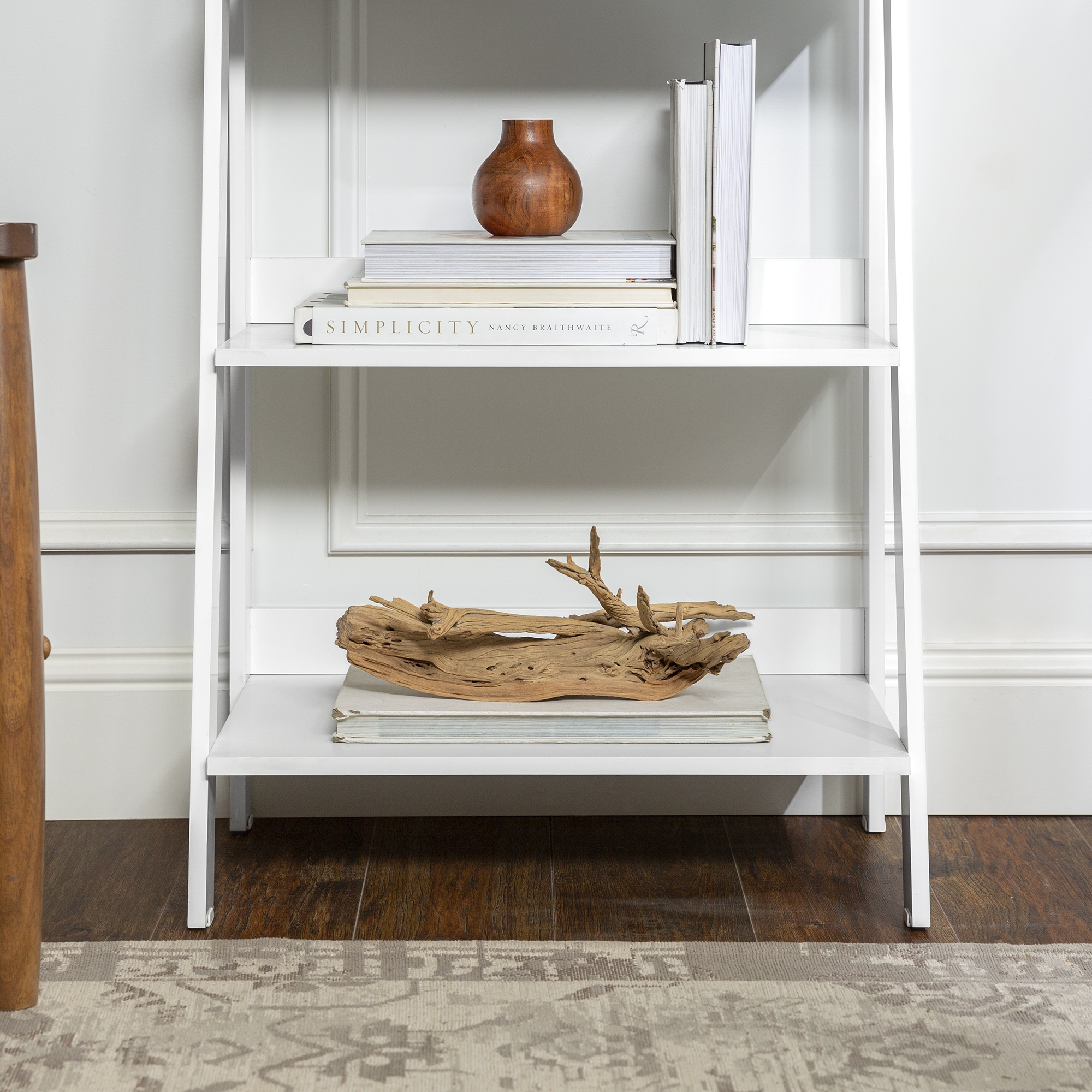 55" Modern Wood Ladder Bookshelf - White - Image 6