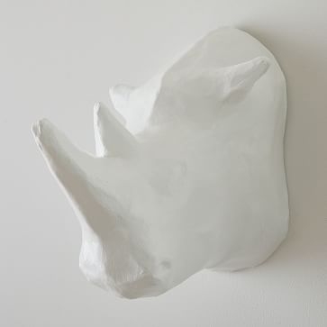 Papier-Mache Animal Sculpture, Rhinoceros Head, Medium - Image 1