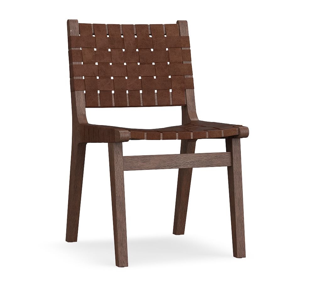 Fenton Leather Dining Side Chair, Coffee Bean Frame, Churchfield Ebony - Image 0