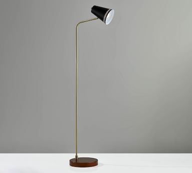 Weatherford Wood Floor Lamp, Black &amp; Brass - Image 2