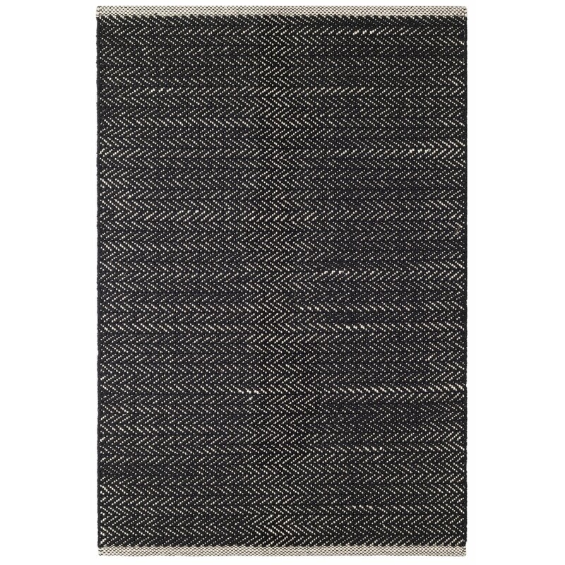 Dash and Albert Rugs Herringbone Handwoven Flatweave Cotton Black Area Rug Rug Size: Rectangle 3' x 5' - Image 0