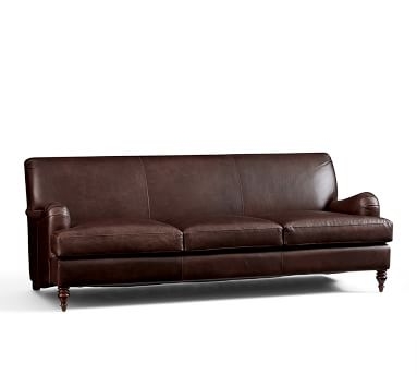 Carlisle Leather Sofa 80", Polyester Wrapped Cushions, Performance Kona - Image 1
