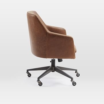 We Helvetica Collection Dark Bronze Office Chair Bowie Sierra Leather Licorice - Image 3