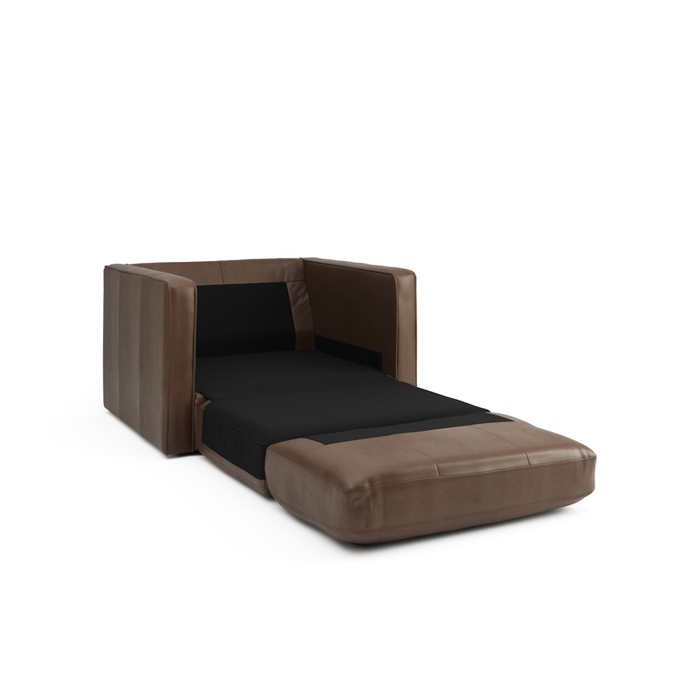 Sven 45.5" Tufted Leather Sleeper Chair - Charme Chocolat - Image 1