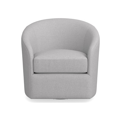 Montclair Swivel Armchair, Standard Cushion, Perennials Performance Canvas, Fog, Ebony Leg - Image 0