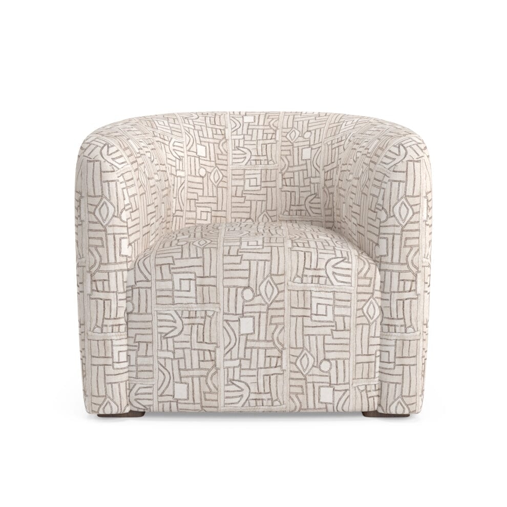Ecru Maze Kuba Cloth Esther Accent Chair by St. Frank | Brown | 36"W x 34"D x 30"HSeat - Image 0