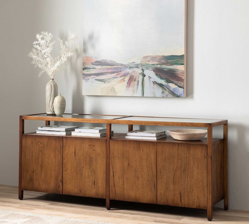 Parkview Reclaimed Wood Media Console, Fruitwood, 70" - Image 1