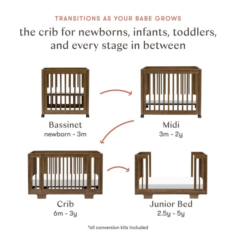 Babyletto Yuzu Walnut Wood 8-in-1 Convertible Baby Crib with All Stages Conversion Kit - Image 9