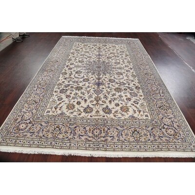 One-of-a-Kind Streit Hand-Knotted Kashan Ivory 6'5" x 9'8" Wool Area Rug - Image 0