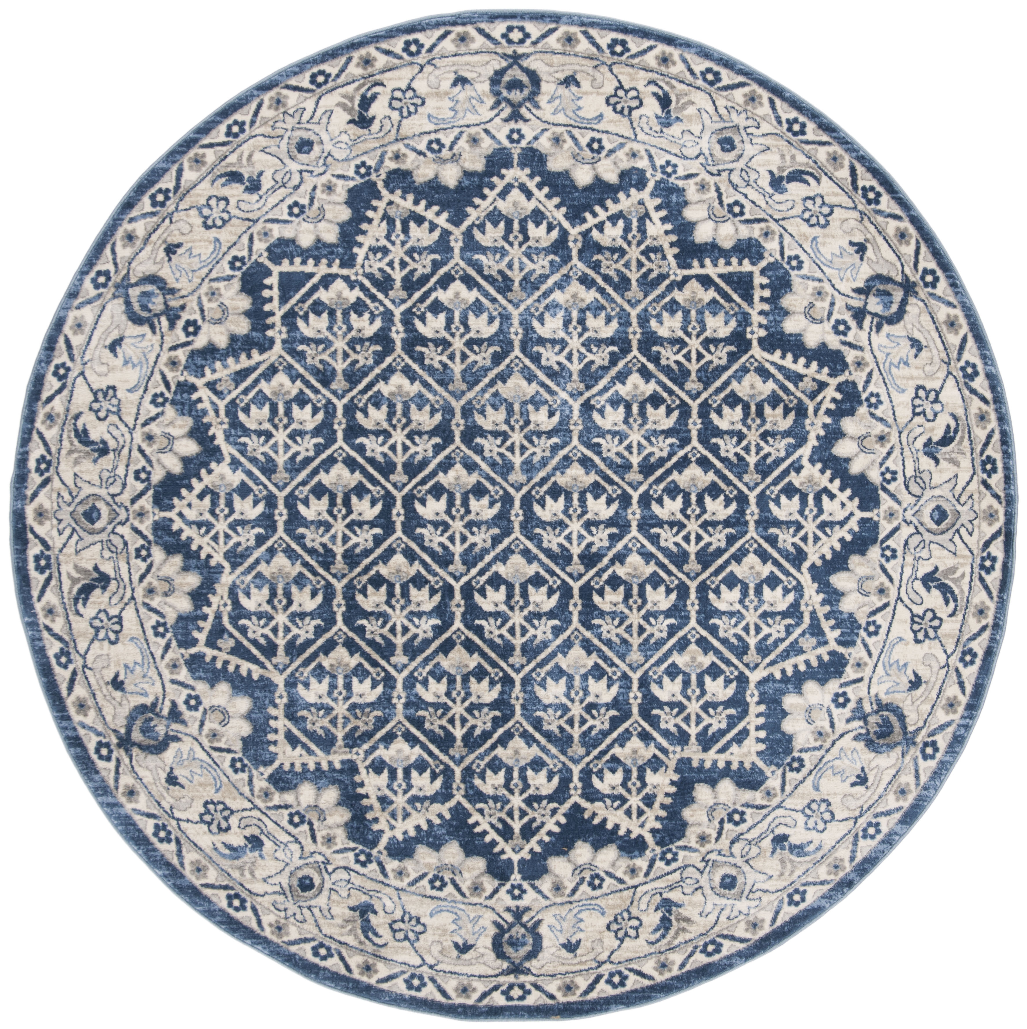 Arlo Home Woven Area Rug, BNT869M, Navy/Light Grey,  6' 7" X 6' 7" Round - Image 0