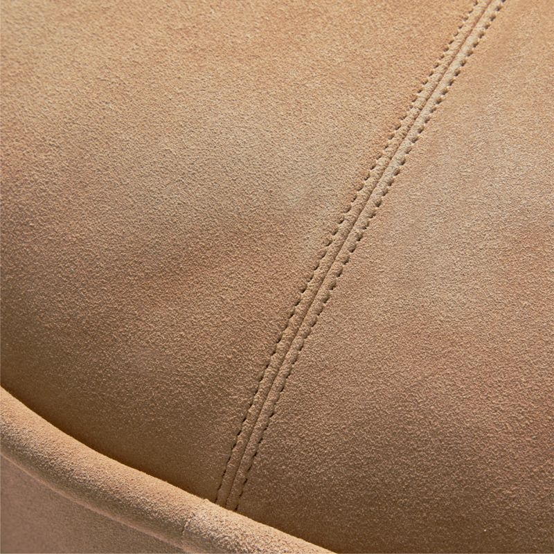 Dacre Round Light Brown Suede Throw Pillow 16" - Image 1