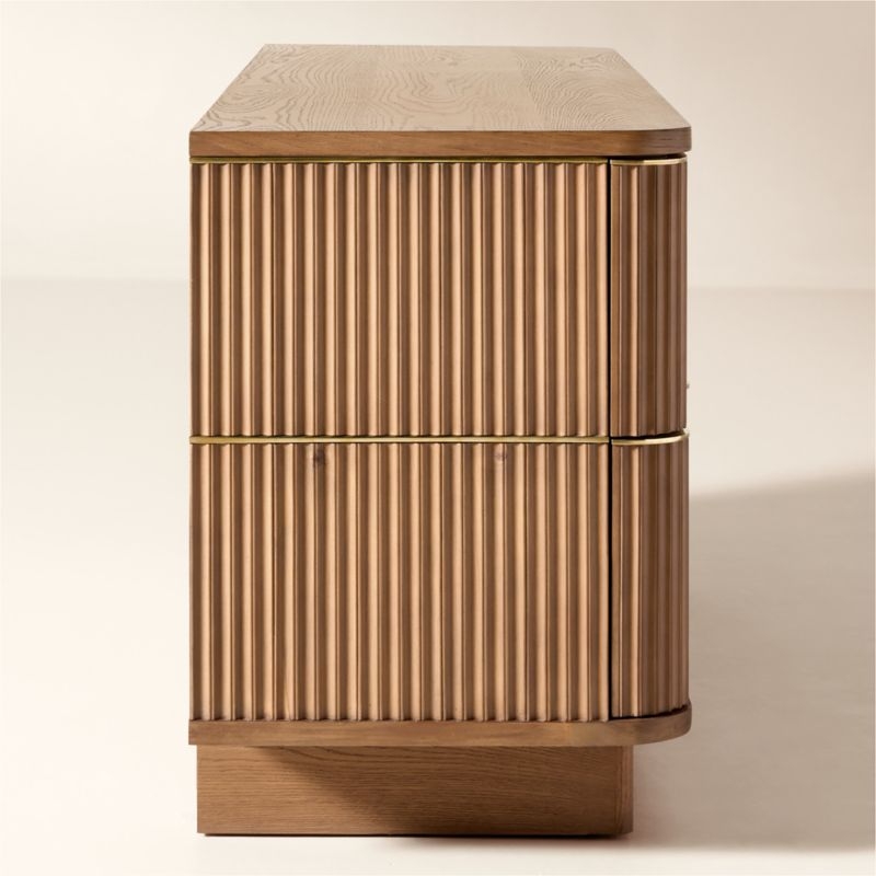 Davison 69" Fluted Oak 4-Drawer Dresser - Image 3