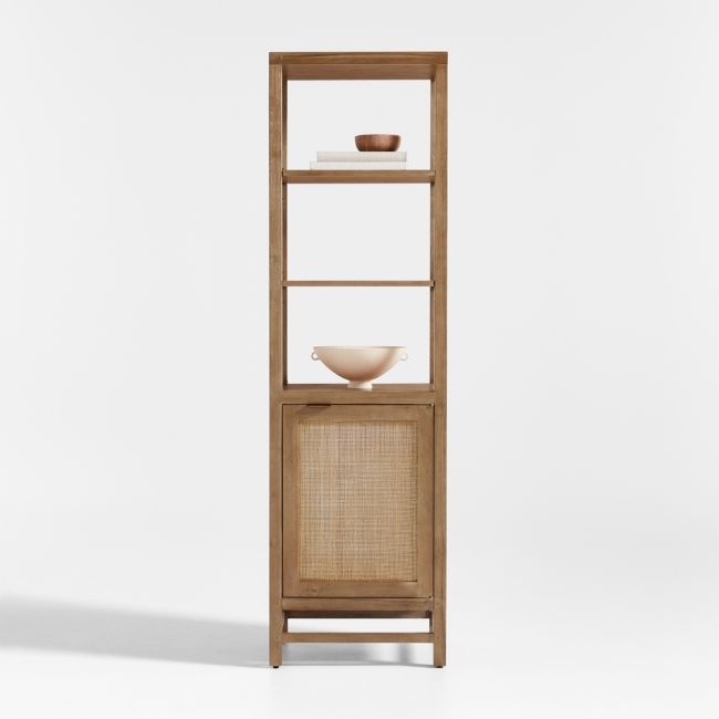 Blake 22" Light Brown Teak and Rattan Tall Storage Cabinet - Image 0