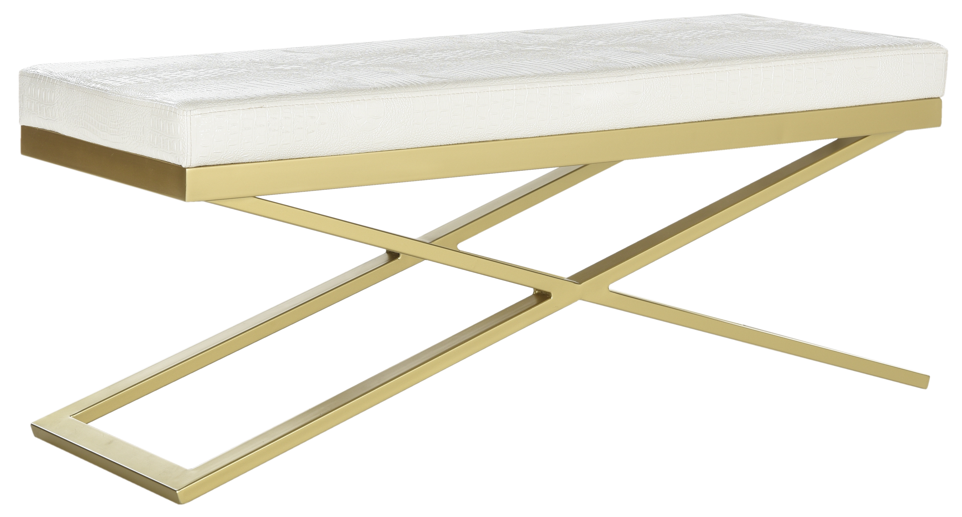 Acra Bench - White Crocodile/Gold - Safavieh - Image 1