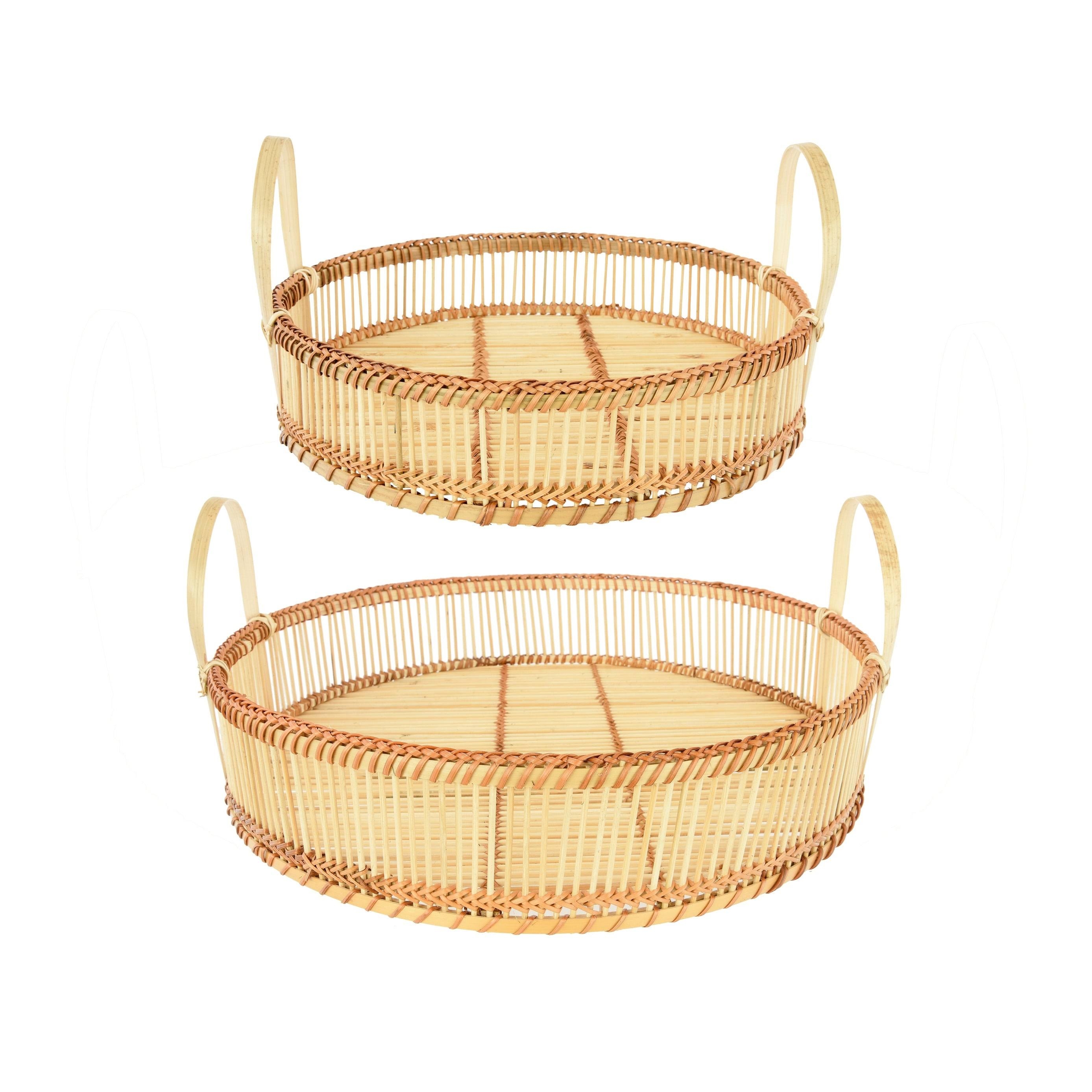 Decorative Round Bamboo Trays, Set of 2 - Image 0