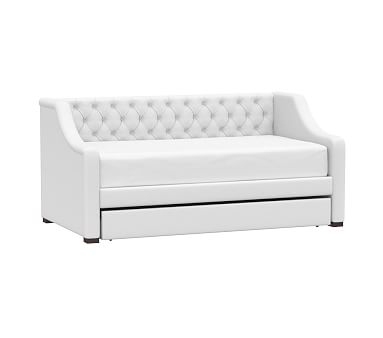 Tufted Daybed with Trundle , Twin, Linen Blend, Gray - Image 2