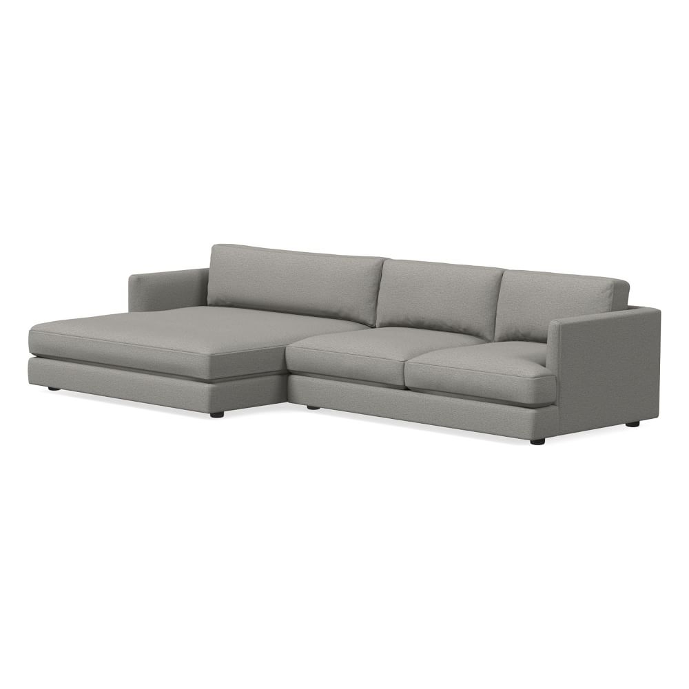 Haven 127" Left Multi Seat Double Wide Chaise Sectional, Standard Depth, Twill, Silver - Image 0