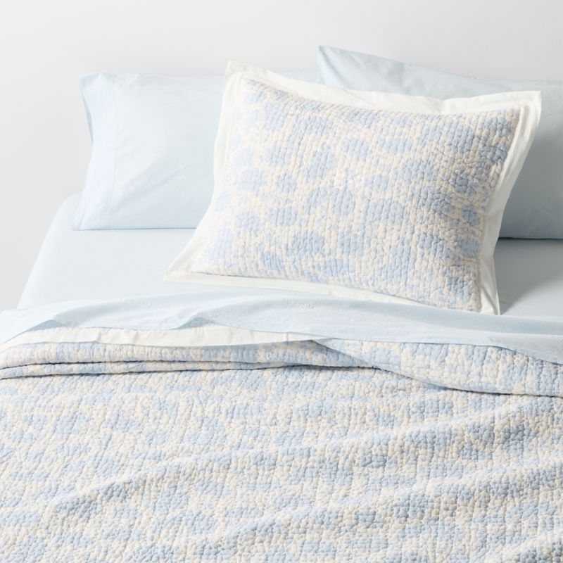Favorite Washed Organic Cotton Pale Blue Full Sheet Set - Image 4