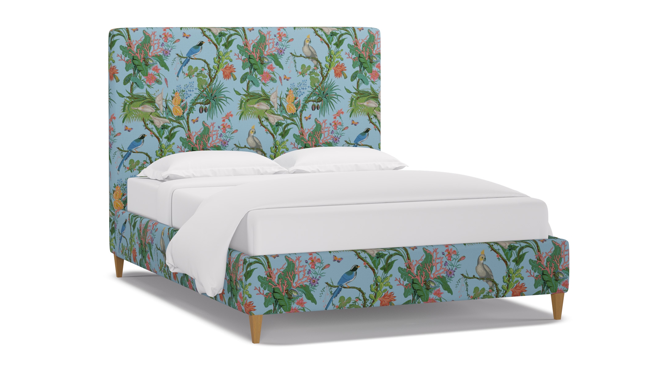 Classic Bed, Sky Cinque Terra, Natural Square Tapered Leg, Queen - Image 1