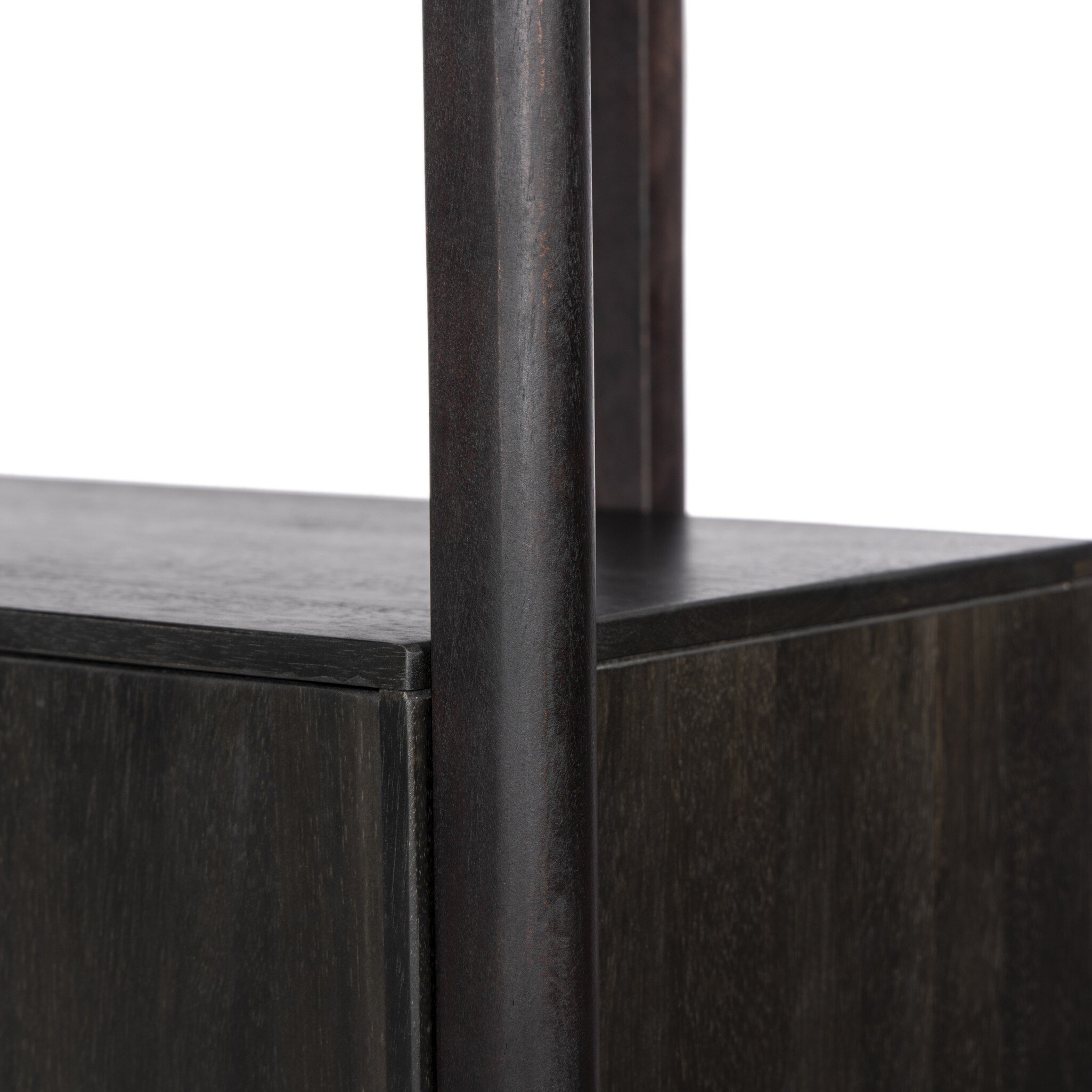 Reza Wide Bookcase - Worn Black Acacia - Image 5