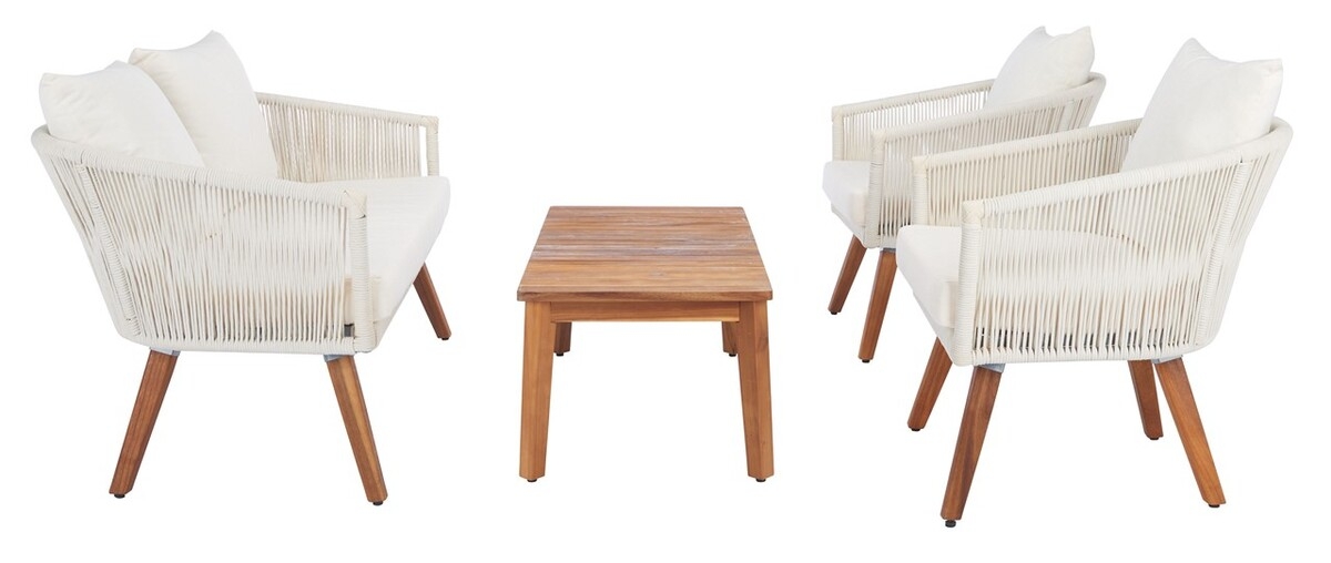 Velso 4 Pc Living Set - Beige/Beige - Safavieh - Image 7