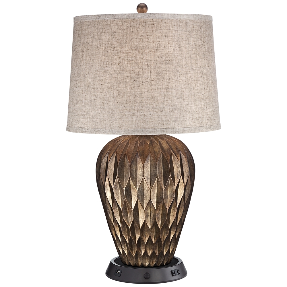 Possini Euro Buckhead Bronze Table Lamp with Dimmable USB Workstation Base - Image 0
