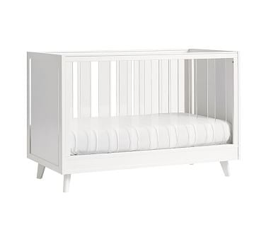 Sloan Acrylic Convertible Crib & PBK Lullaby Mattress Set, Simply White, UPS - Image 0