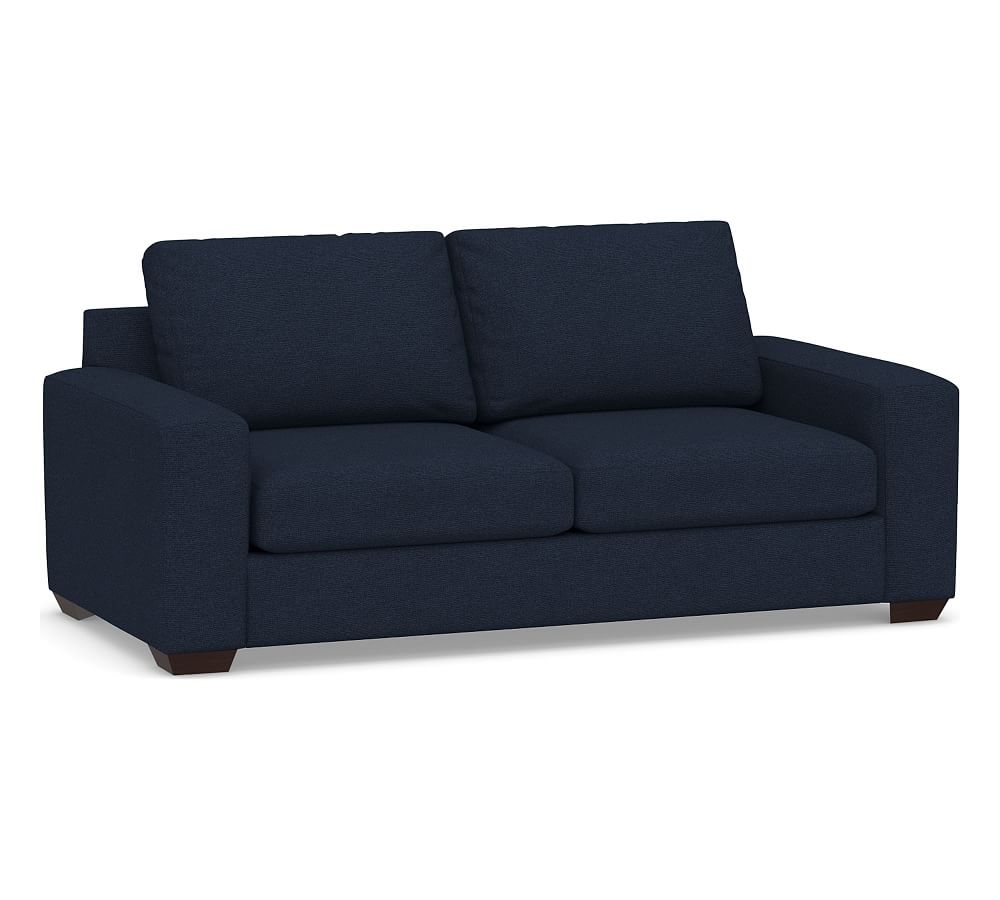 Big Sur Square Arm Upholstered Sofa 82", Down Blend Wrapped Cushions, Performance Heathered Basketweave Navy - Image 0