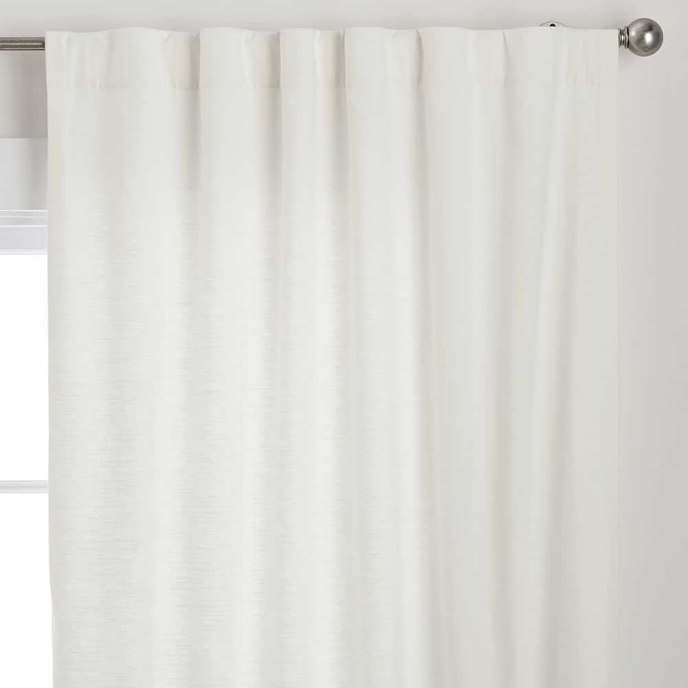 Cotton Linen Semi-Sheer Curtain, White, 44" x 96" - Image 1