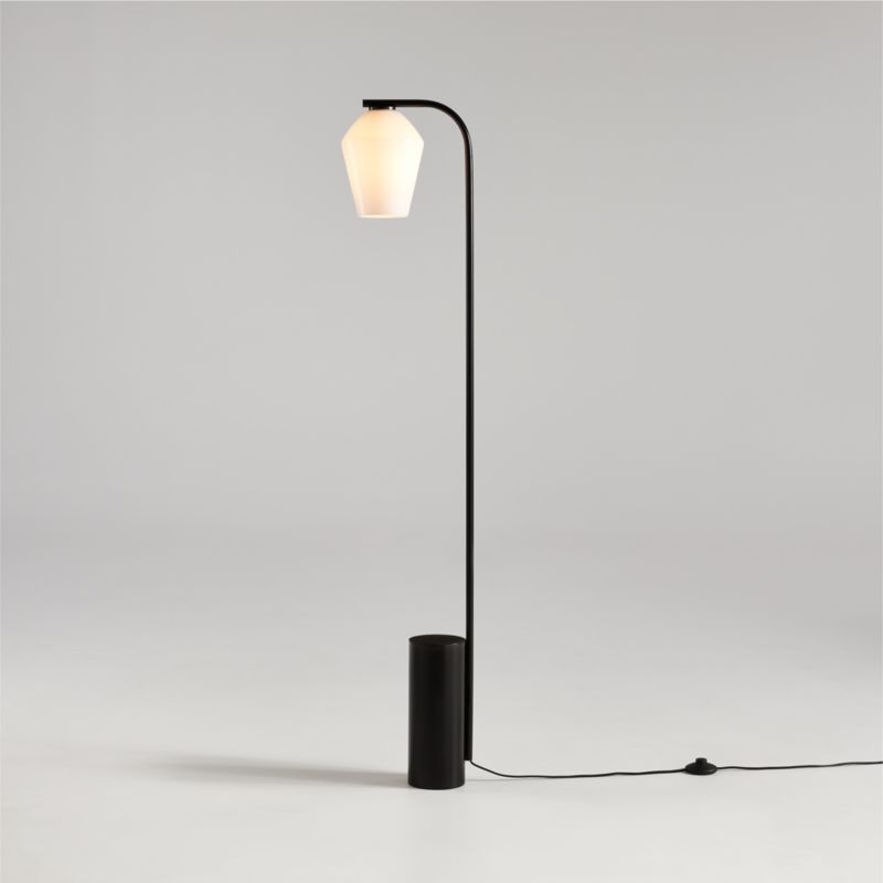 Arren Black Floor Lamp with Milk Angled Shade 56" - Image 2