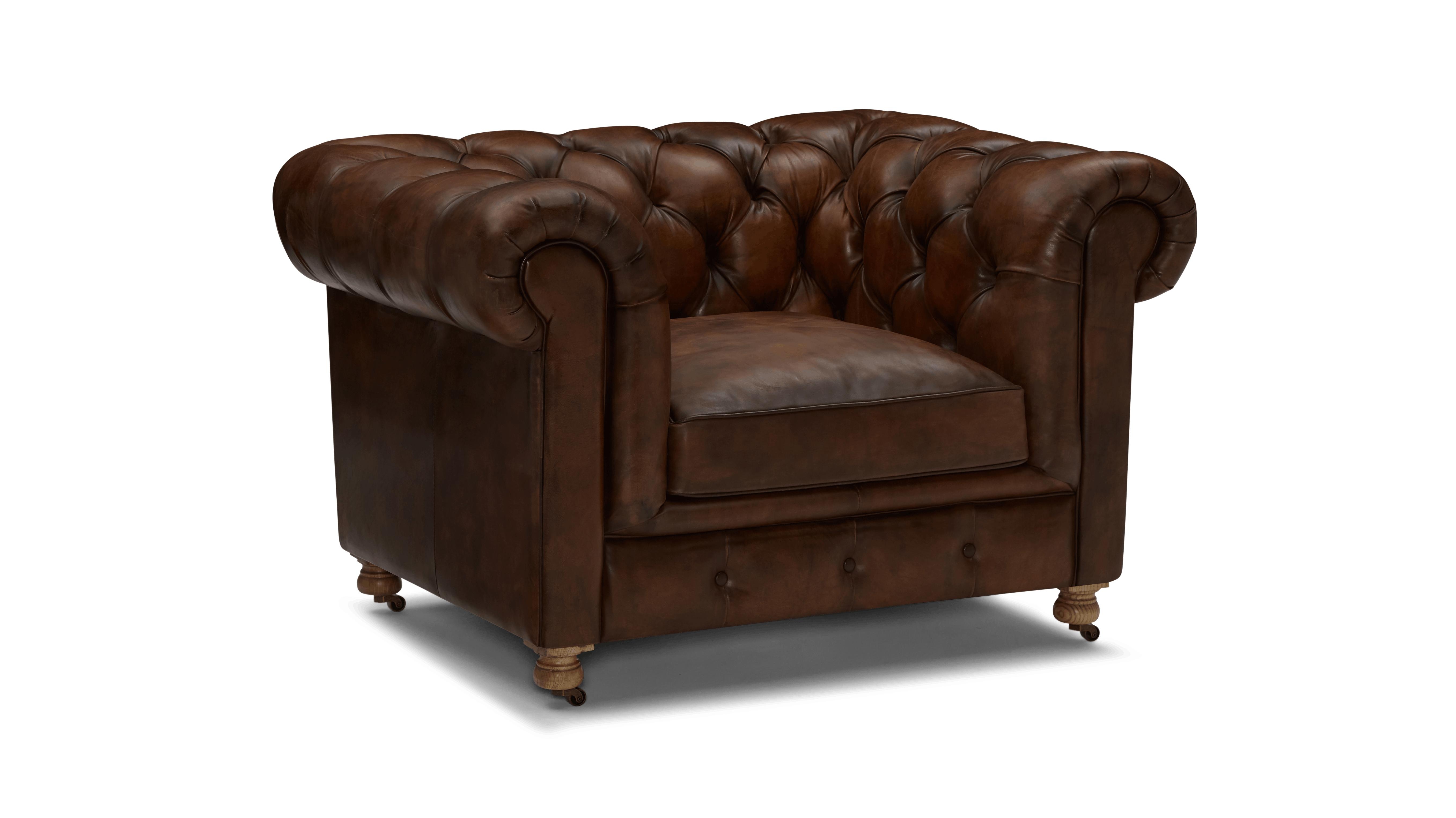 Liam Chesterfield Leather Chair - Palermo Coffee - Brown - Image 1