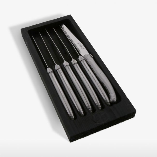 Jean Dubost Laguiole ® Stainless Steel Steak Knives, Set of 6 with Black Box - Image 0
