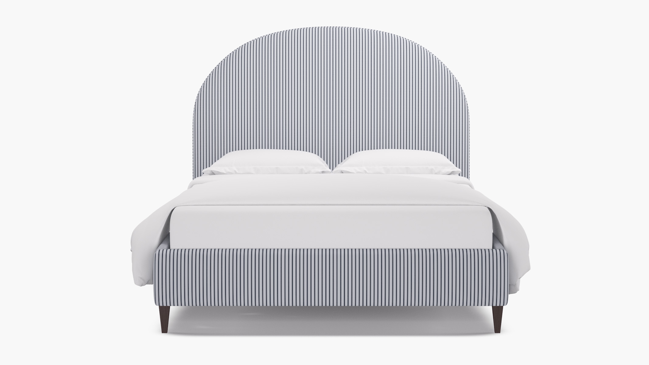 Demilune Bed, Navy Classic Ticking Stripe, Espresso Square Tapered Leg, Twin - Image 0
