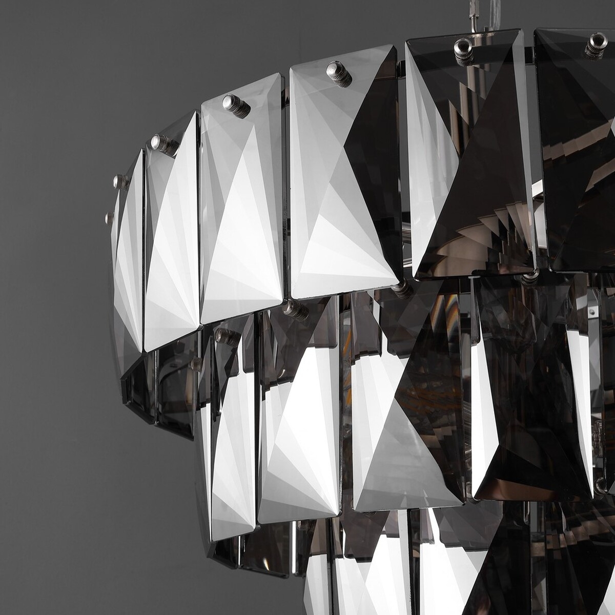 Jaylee Crystal 4 Tier Chandelier - Nickel / Dark Grey - Safavieh - Image 3