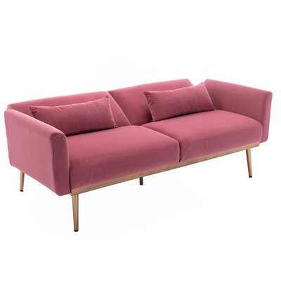 Accent Sofa Velvet Fabric Upholstery Sleeper Loveseat Sofa With Metal Feet For Home - Image 1