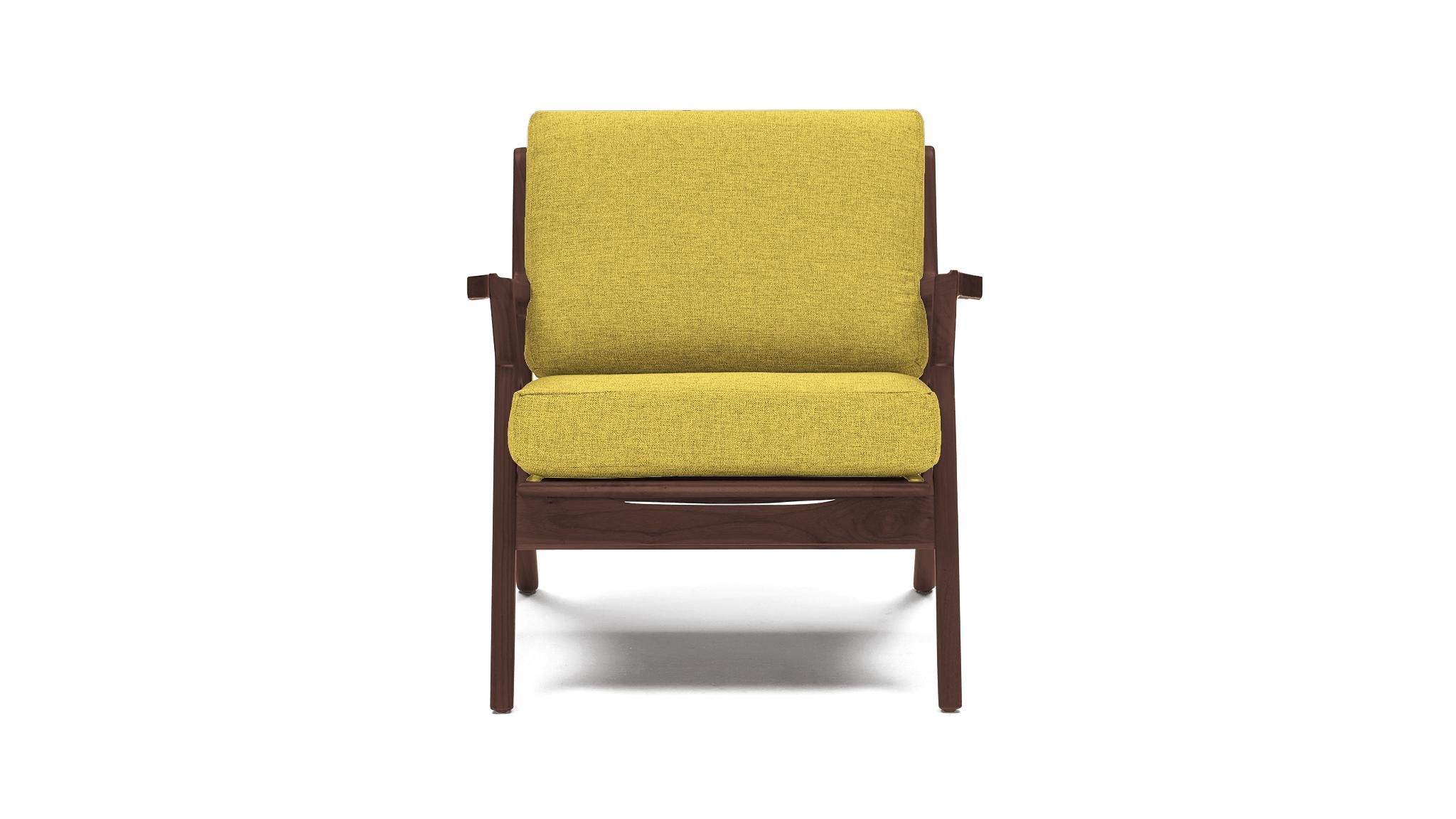 Yellow Soto Mid Century Modern Concave Arm Chair - Taylor Golden - Walnut - Image 0