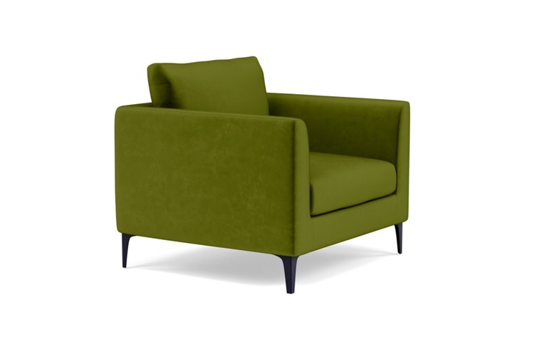 Owens Accent Chair with Green Moss Fabric and Matte Black legs - Image 1