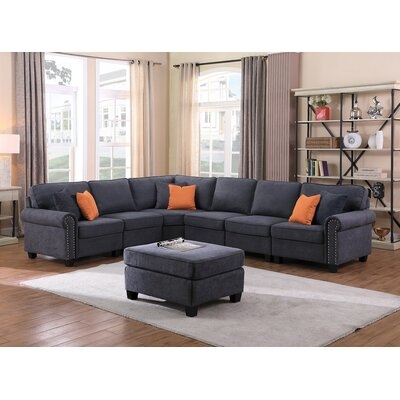Hayliegh Woven Reversible Sectional Sofa With Ottoman - Image 0