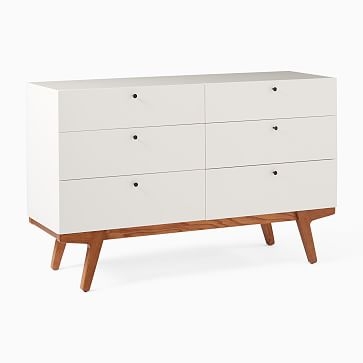 Modern (54") 6-Drawer Dresser, White Lacquer - Image 1