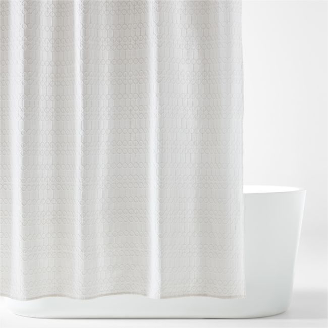 Emery Organic Cotton Matelasse Shower Curtain - Image 1